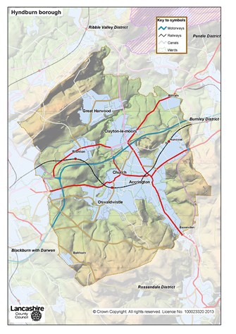 Map of Hyndburn borough, click on image for full size version Map of Hyndburn borough