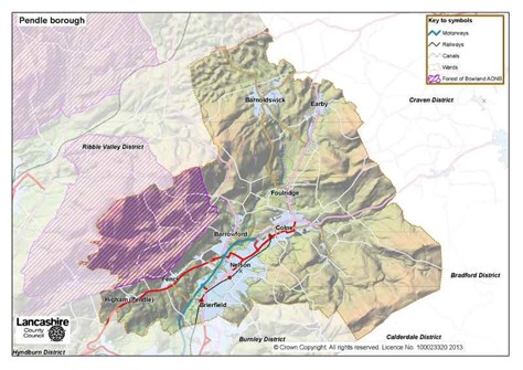 Map of Pendle borough, click on image for full size version Map of Pendle borough