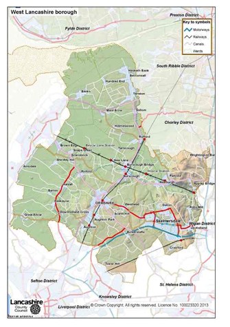 Map of West Lancashire borough, click on image for full size version Map of West Lancashire borough