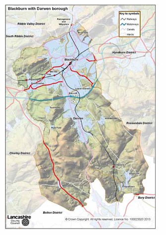 Map of Blackburn with Darwen authority, click on image for full size version Map of Blackburn with Darwen
